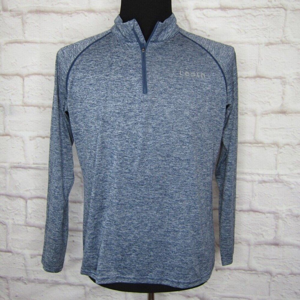 TESLA Employee Men's size M Athletic 1/4 Zip Pullover Shirt Top Heather Blue